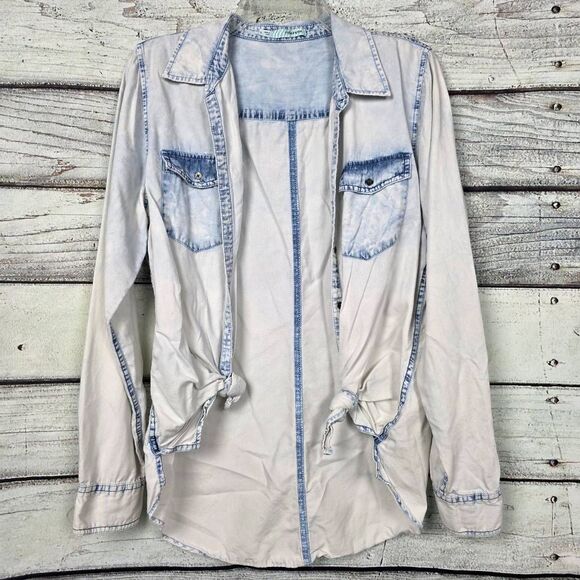 Maurices L Chambray Tencel Button Front Shirt - Picture 1 of 9